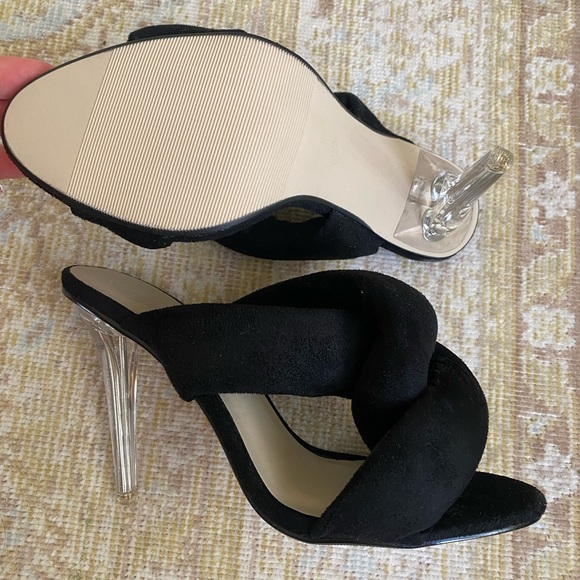 NEW Missguided faux suede woven design heels - Picture 2 of 2